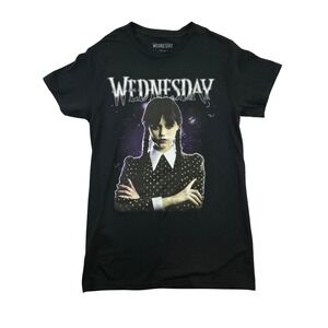 Wednesday Addams Netflix Graphic T-Shirt Black XS Mad Engine 2022 New No Tag